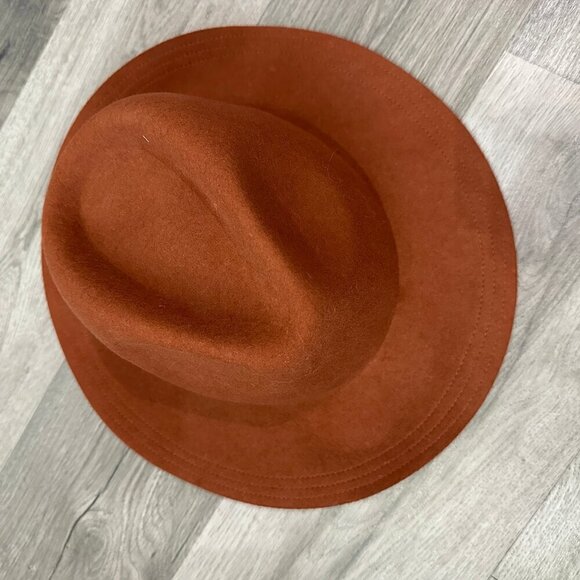 Olive & Pique  100% Wool  Wide Brim Hat One Size Rust Brown - Picture 2 of 5